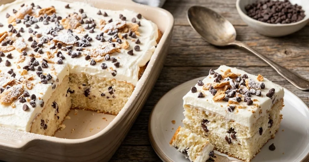 Cannoli Poke Cake