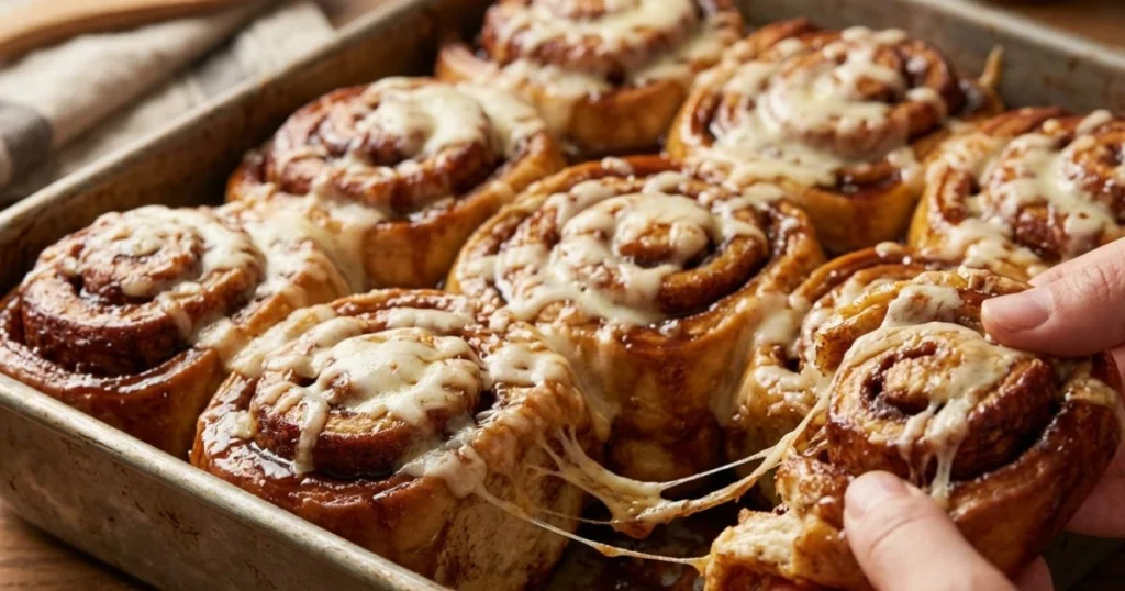 Sticky Venezuelan golfeados topped with melted cheese and papelón syrup