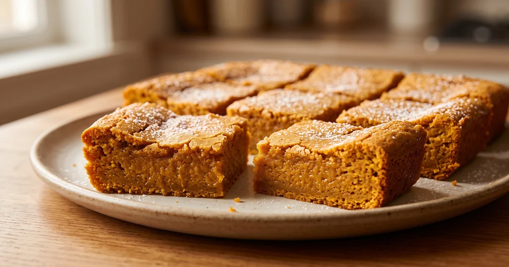 Brown butter pumpkin bars with fudgy centers and crackly tops
