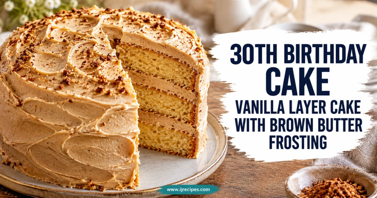 30th Birthday Cake: Vanilla Layer Cake With Brown Butter Frosting