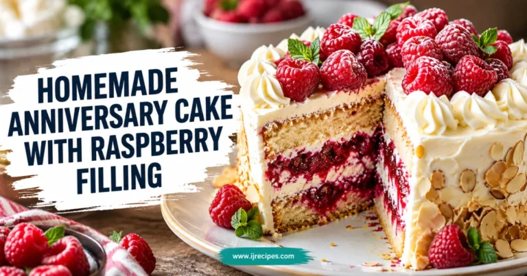 Homemade Anniversary Cake with Raspberry Filling
